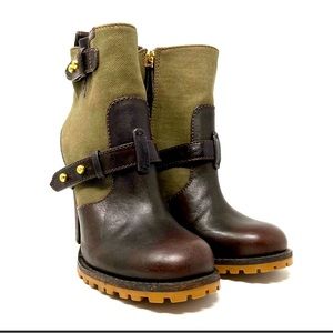 Tory Burch Olive and Brown Landers Boots